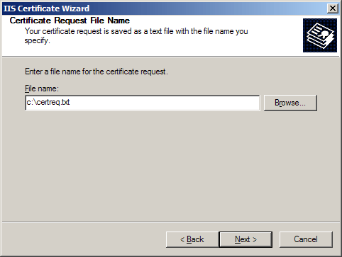 IIS SSL server certificate - file name