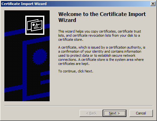 IIS SSL server certificate -  certificate import wizard