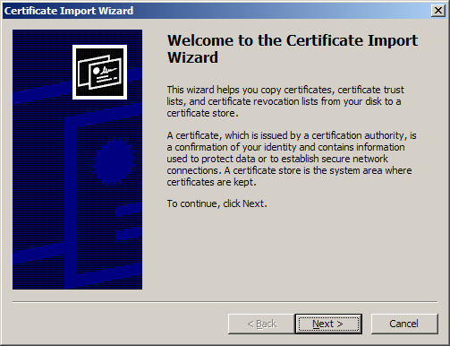 IIS SSL server certificate - certificate import wizard